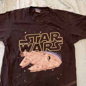Star Wars Tee 8 bit retro millennium falcon black tshirt size S